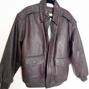 Men’s Brown Genuine Leather A-2 Aviator Bomber Jacket by Juliano Celini